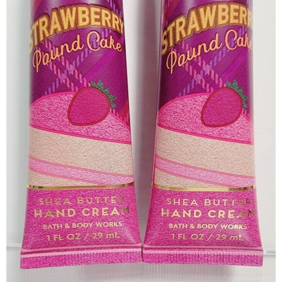 2 STRAWBERRY POUND CAKE Bath Body Works Shea Butter Hand Cream 1oz Each NEW - Picture 3 of 6